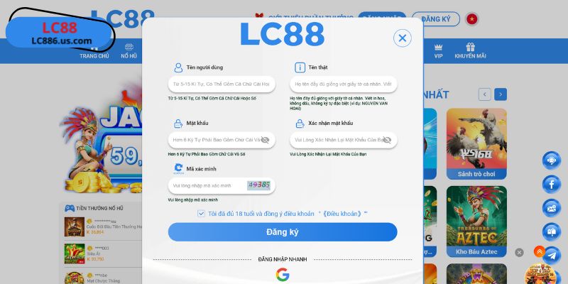 Thực hiện tạo tài khoản tại hệ thống theo đúng hướng dẫn các bước